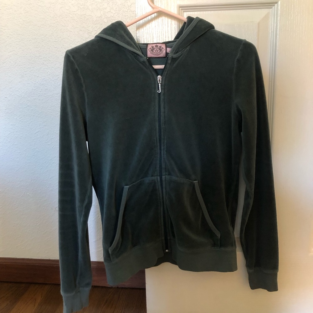 Olive green Juicy couture velvet track jacket.
